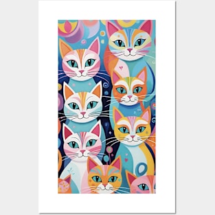 Abstract Cat's Whimsy: A Kaleidoscope of Colors Posters and Art